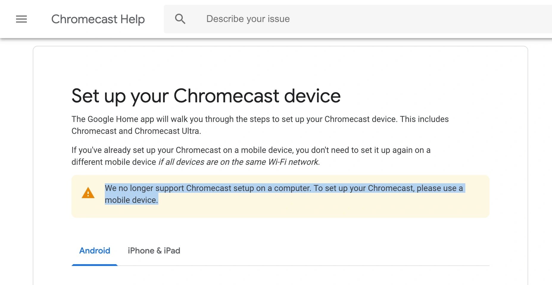 chromecast app for mac not working